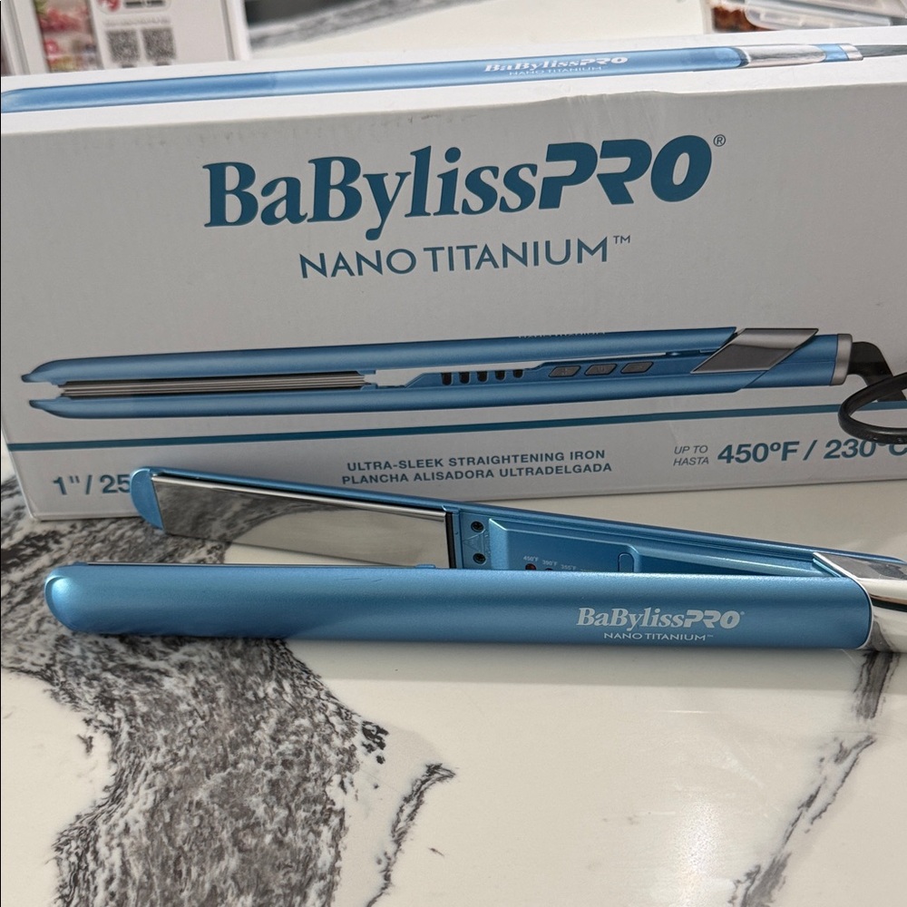 BaBylissPRO Nano Titanium 1" Blue Flat Iron